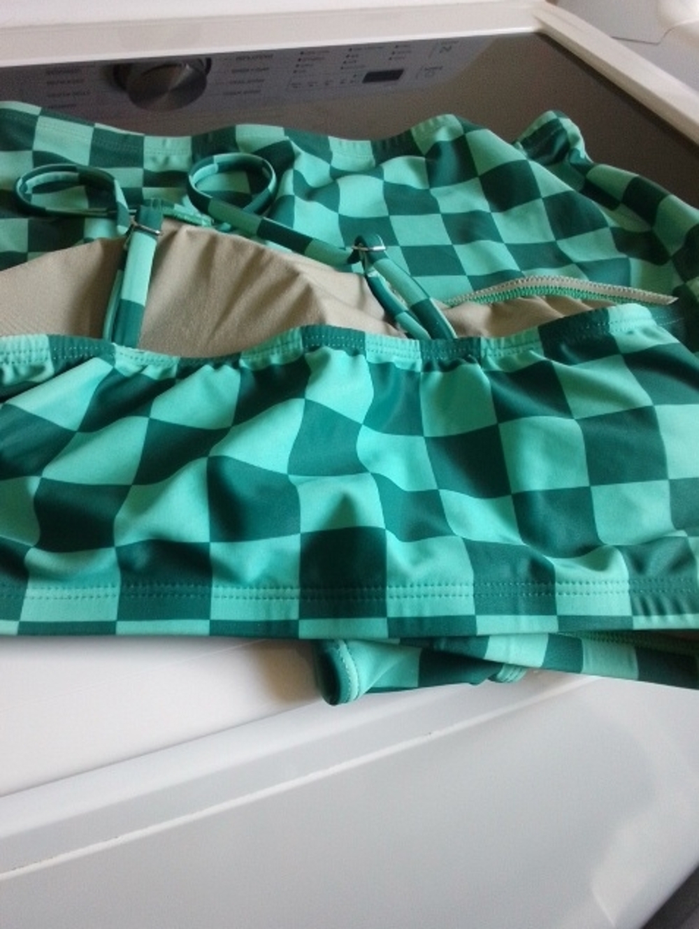 Checkerboard High-Waist Bikini Set - 💚 Check - Picture 5 of 6